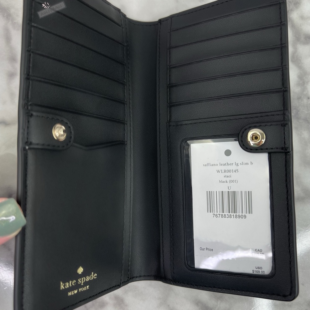 Kate Spade Staci Large Slim Bifold Wallet In Black - Picture 4 of 5